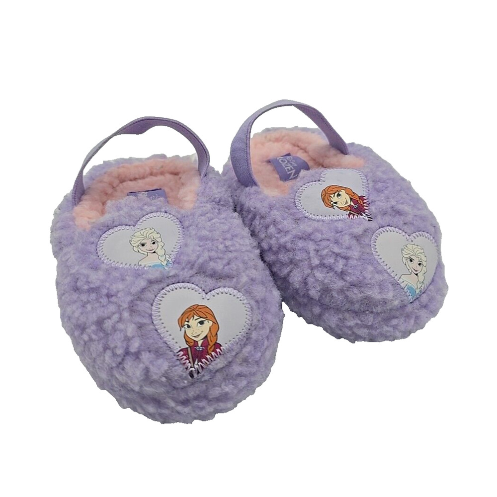 Ground Up Purple Disney Frozen Elsa & Anna Fluffy Slip On Slippers Baby Size 5/6